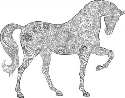 Fototapete Mosaikmuster mit einem pferd