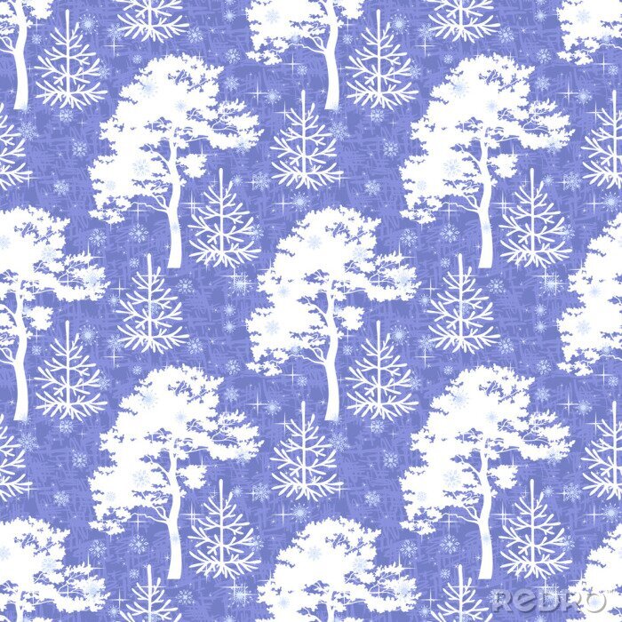 Fototapete Motiv mit Baum und Tannenbaum