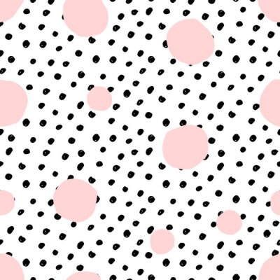 Motiv mit kleinen schwarzen und großen rosa Punkten
