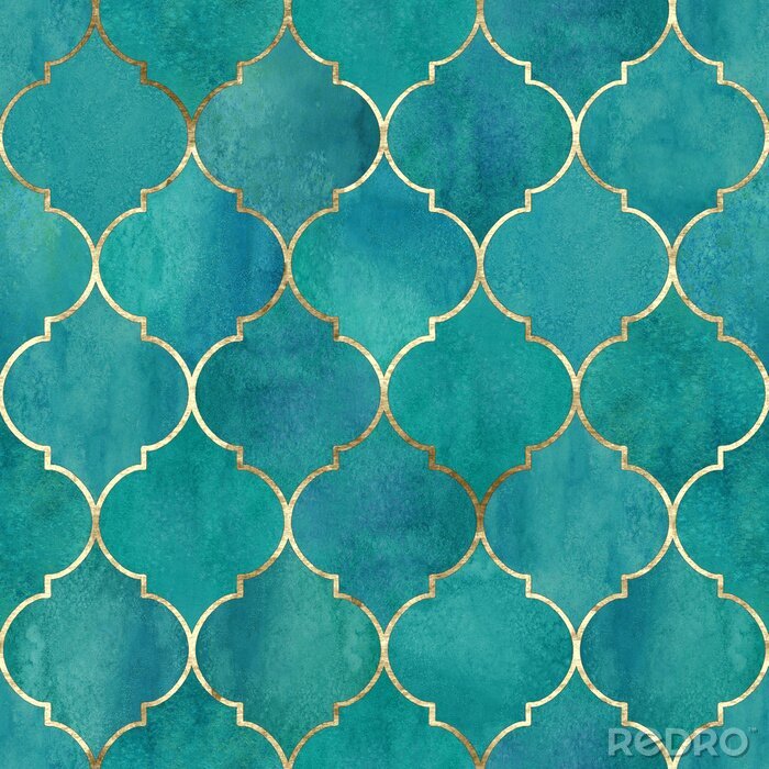 Fototapete Motiv mit marokkanischem Muster in Blautönen