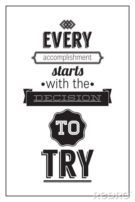 Fototapete Motivationstext schwarz und weiß