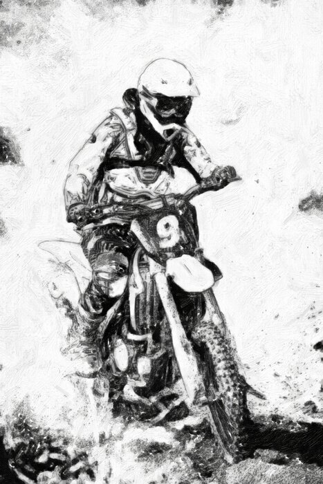Fototapete Motocross - B & W Ölfarbe