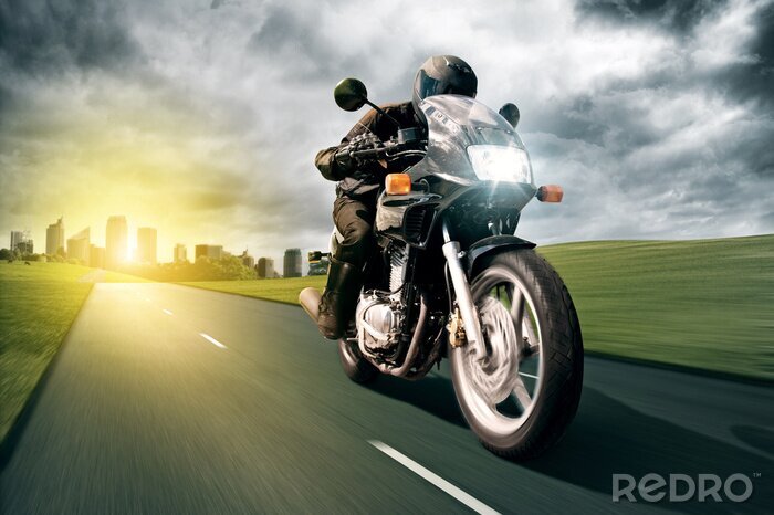 Fototapete Motorrad auf der Autobahn