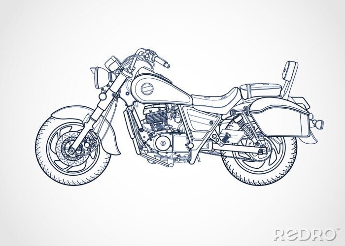 Fototapete Motorrad Harley Davidson Zeichnung
