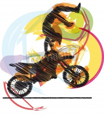 Fototapete Motorrad und farbiger Hintergrund