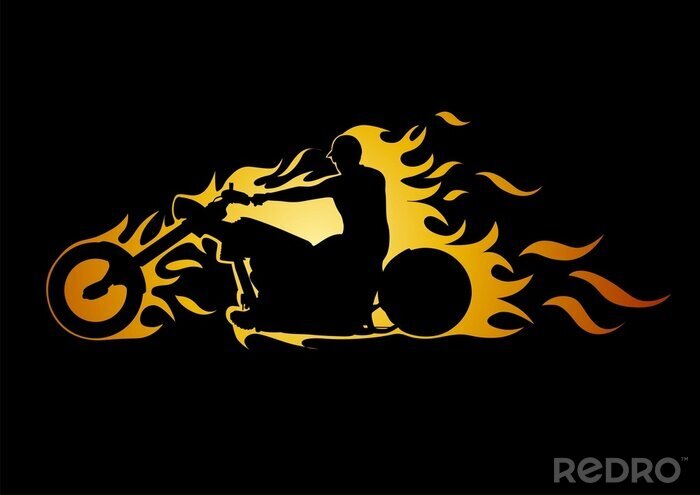 Fototapete Motorrad und Feuer