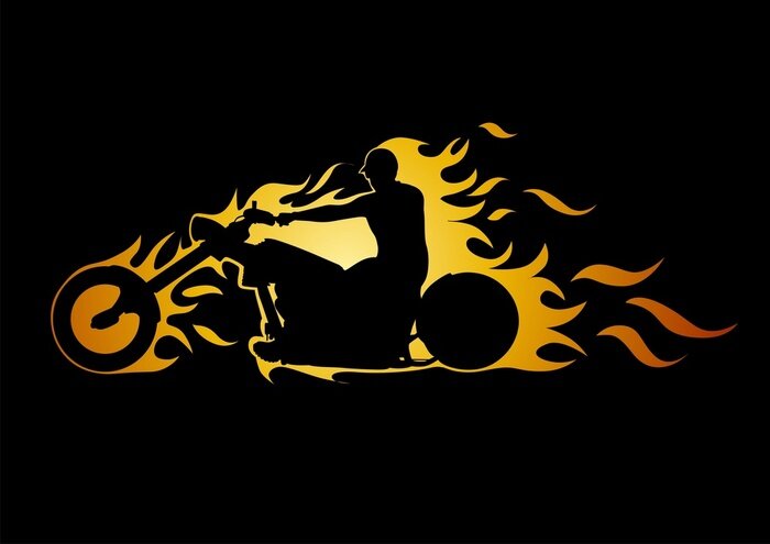 Fototapete Motorrad und Feuer