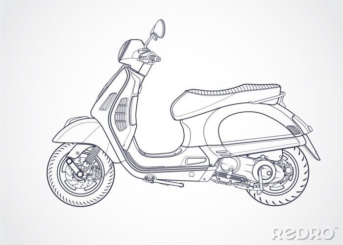 Fototapete Motorrad-Zeichnung