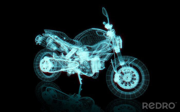 Fototapete Motorradkonstruktion auf dunklem Hintergrund