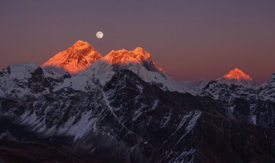 Fototapete Mount Everest und Makalu im Licht des Vollmonds