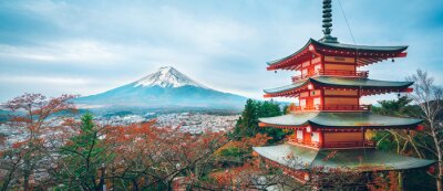 Fototapete Mount Fuji, Chureito Pagode im Herbst