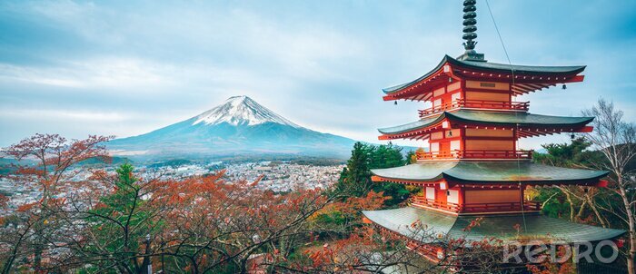 Fototapete Mount Fuji, Chureito Pagode im Herbst