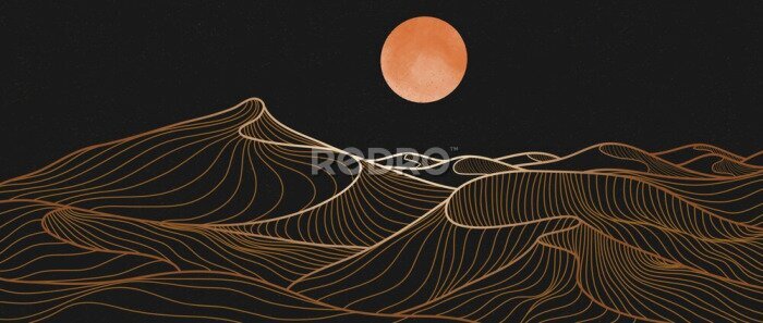 Fototapete mountain desert line art print. Abstract mountain contemporary aesthetic backgrounds landscapes. vector illustrations