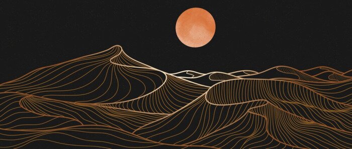 Fototapete mountain desert line art print. Abstract mountain contemporary aesthetic backgrounds landscapes. vector illustrations