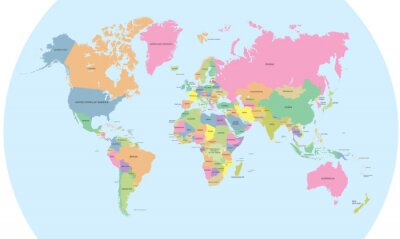 Fototapete Multifarbige Weltkarte
