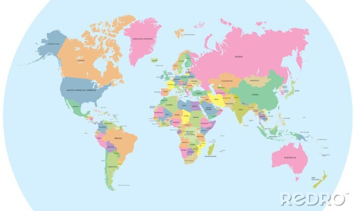 Fototapete Multifarbige Weltkarte