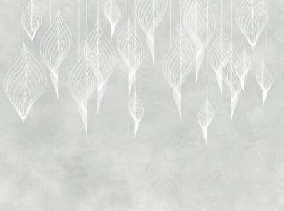 Fototapete Mural for the walls. Photo wallpapers in the grunge style. Original leaves. Abstract leaves in vintage style.