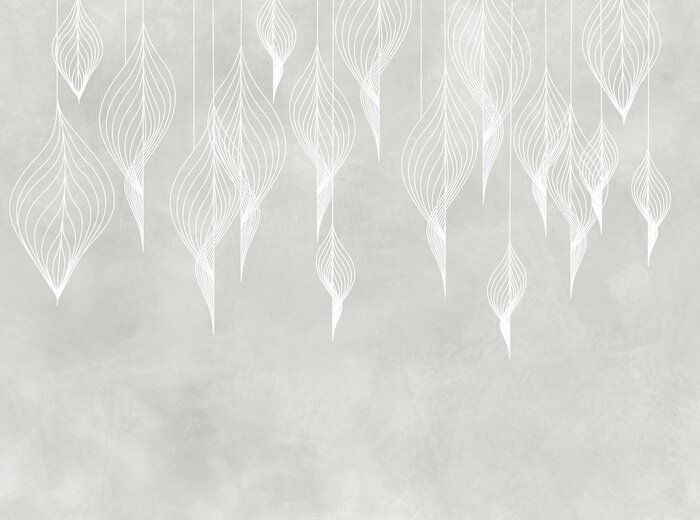 Fototapete Mural for the walls. Photo wallpapers in the grunge style. Original leaves. Abstract leaves in vintage style.