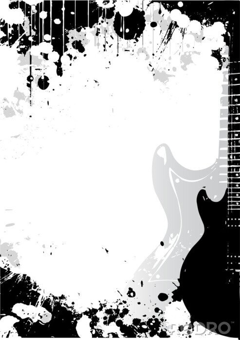 Fototapete Musik Gitarre in Schwarz-Weiß-Abbildung