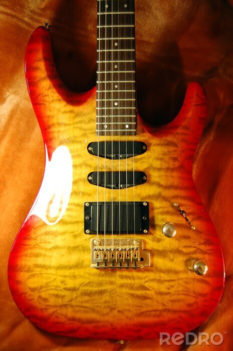 Fototapete Musik Gitarre rot