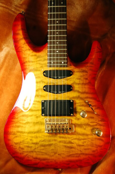 Fototapete Musik Gitarre rot