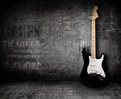 Fototapete Musik Gitarre und grauer Hintergrund