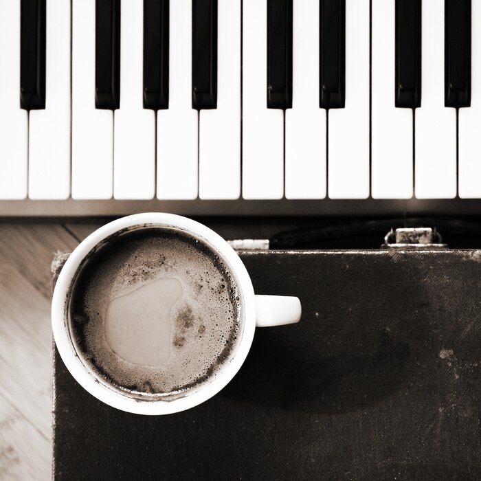 Fototapete Musik Tasten und Kaffee