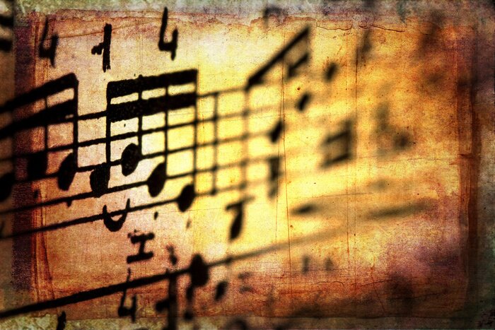 Fototapete Musik und Noten im Grunge-Stil