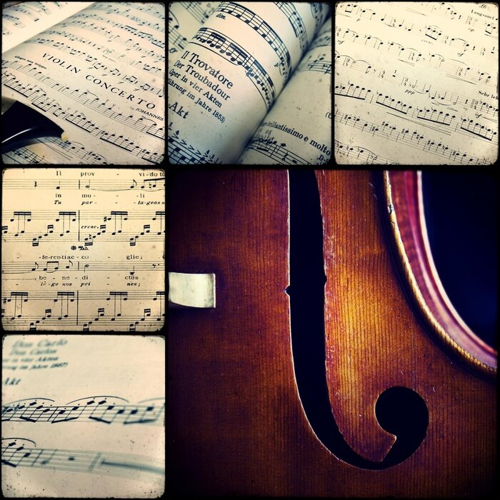 Fototapete Musikalische Collage mit Partituren