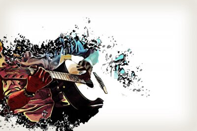 Musiker mit einem Instrument auf Grafiken