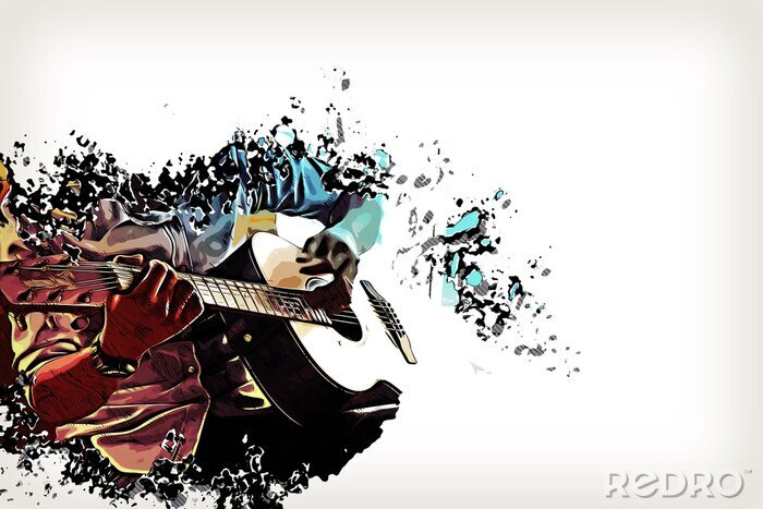 Fototapete Musiker mit einem Instrument auf Grafiken