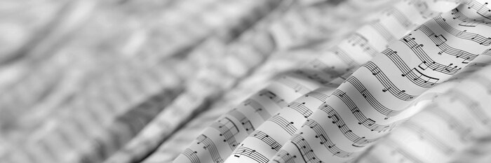 Fototapete Musiknoten auf einem Notensystem in 3D