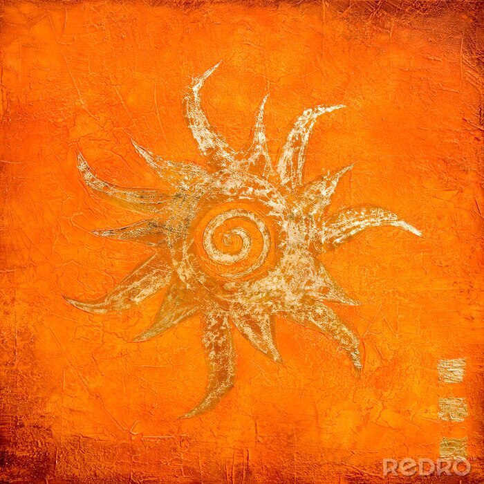 Fototapete Muster der orangefarbenen Sonne