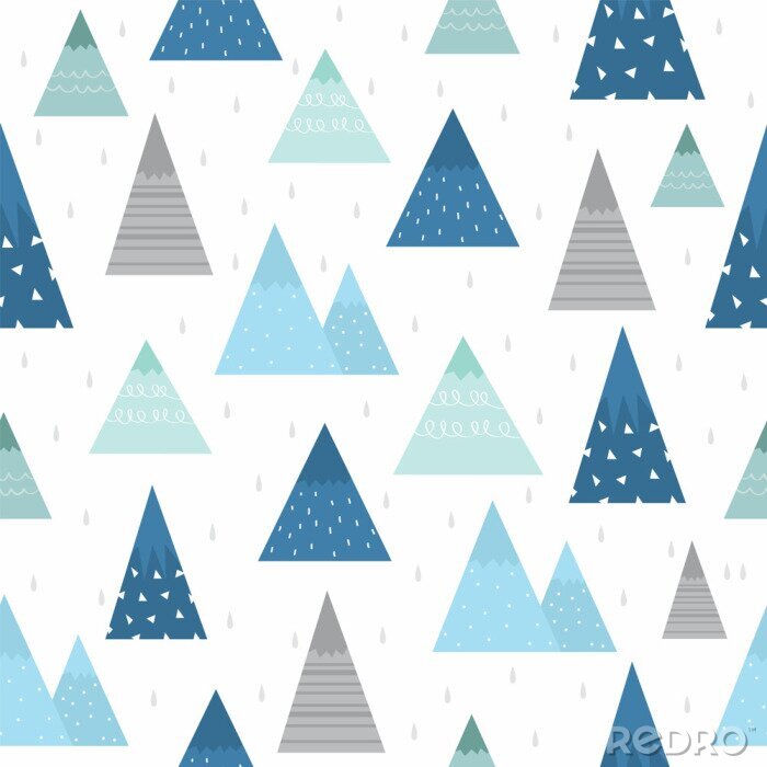 Fototapete Muster mit blauen Bergen