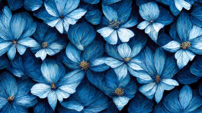 Fototapete Muster mit blauen Blumen