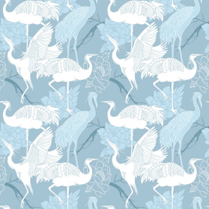Fototapete Muster mit blauen Vögeln