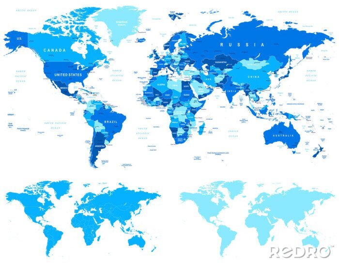 Fototapete Muster mit blauer Weltkarte