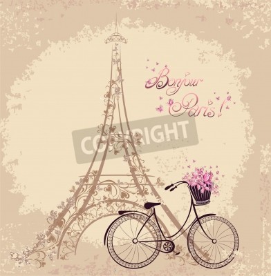 Fototapete Muster mit Eiffelturm auf rosa Hintergrund