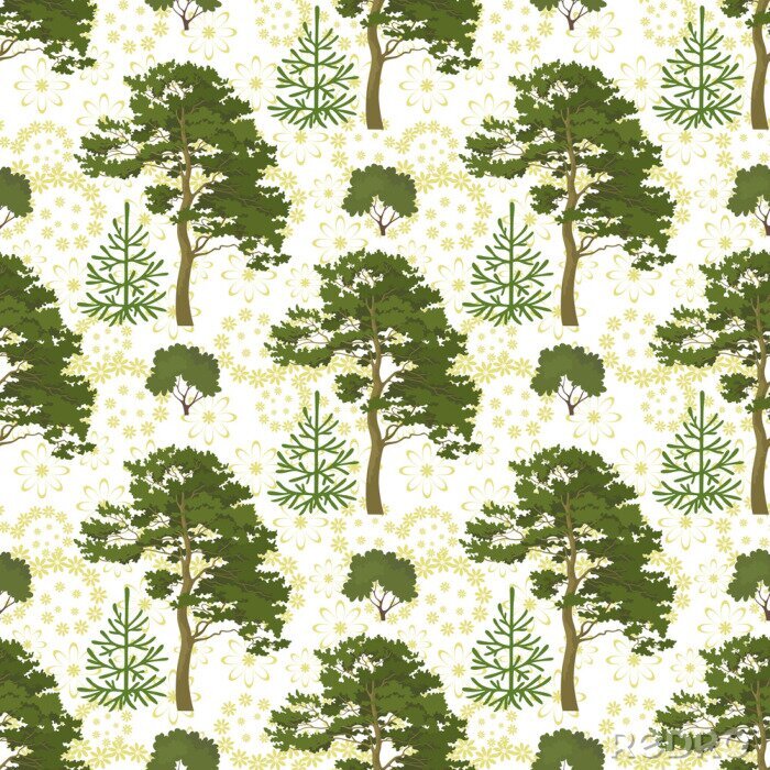 Fototapete Muster mit grünen Bäumen