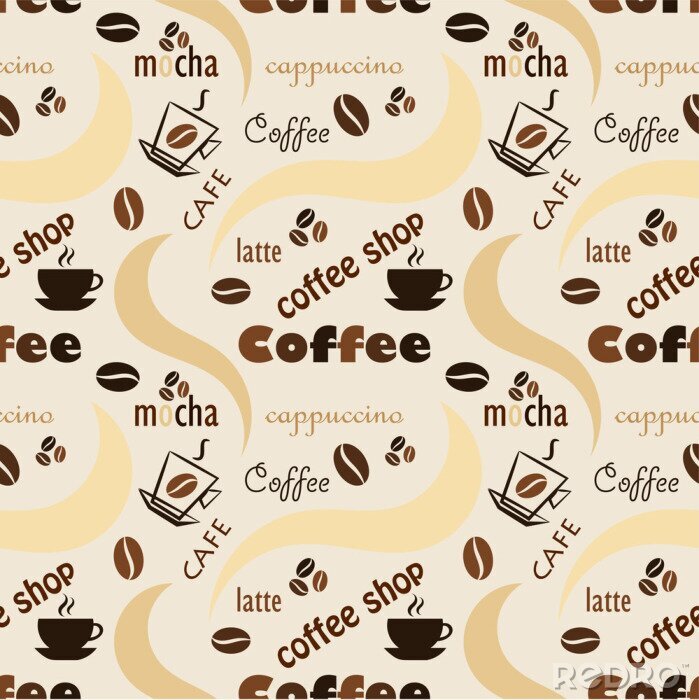 Fototapete Muster mit Kaffeemotiv