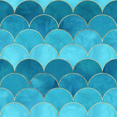 Muster mit Meerjungfrau-Motiv in Blau