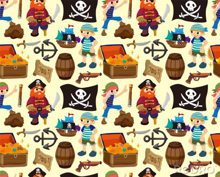 Fototapete Muster mit Piraten