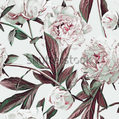 Fototapete Muster mit rosa-weißen Blumen