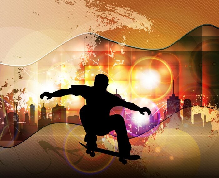 Fototapete Muster mit Skateboard