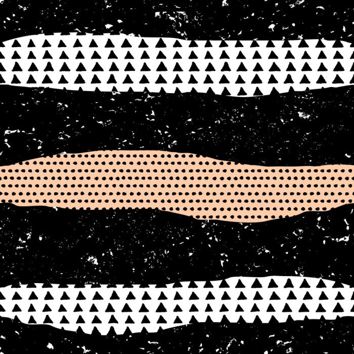 Fototapete Muster mit Streifen mit Punkten und Dreiecken dekoriert