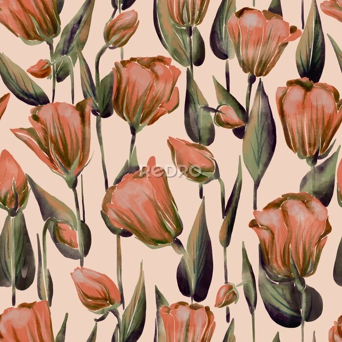 Fototapete Muster mit Tulpen