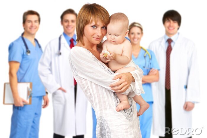 Fototapete Mutter mit Baby, Ärzte