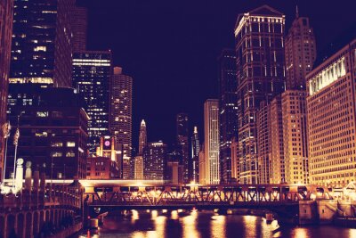 Fototapete Nacht in Chicago
