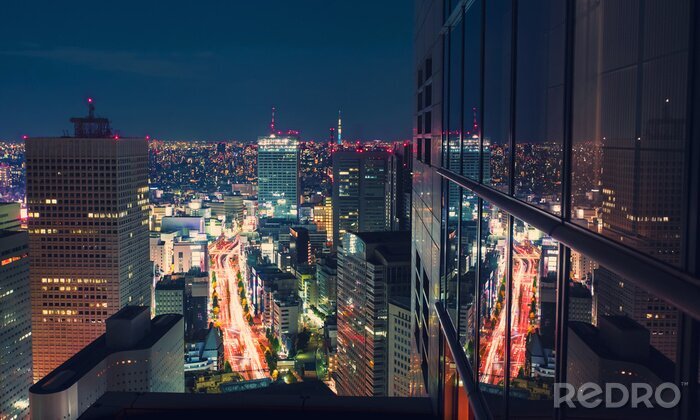 Fototapete Nacht-Tokio aus Vogelperspektive