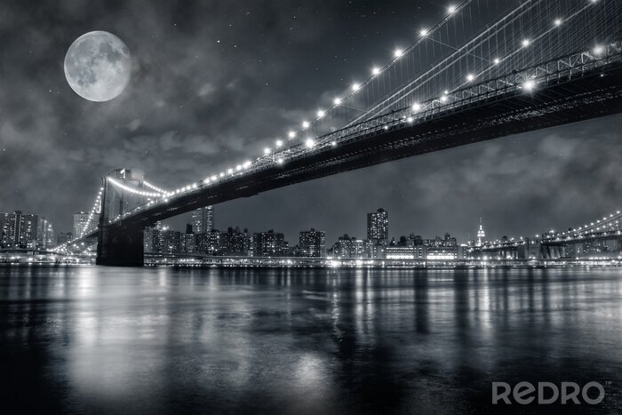 Fototapete Nachtblick auf Brücke